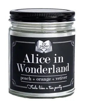 Alice In Wonderland 9oz Peach   Orange   Vetiver Soy Candle for Classic Literature Lovers