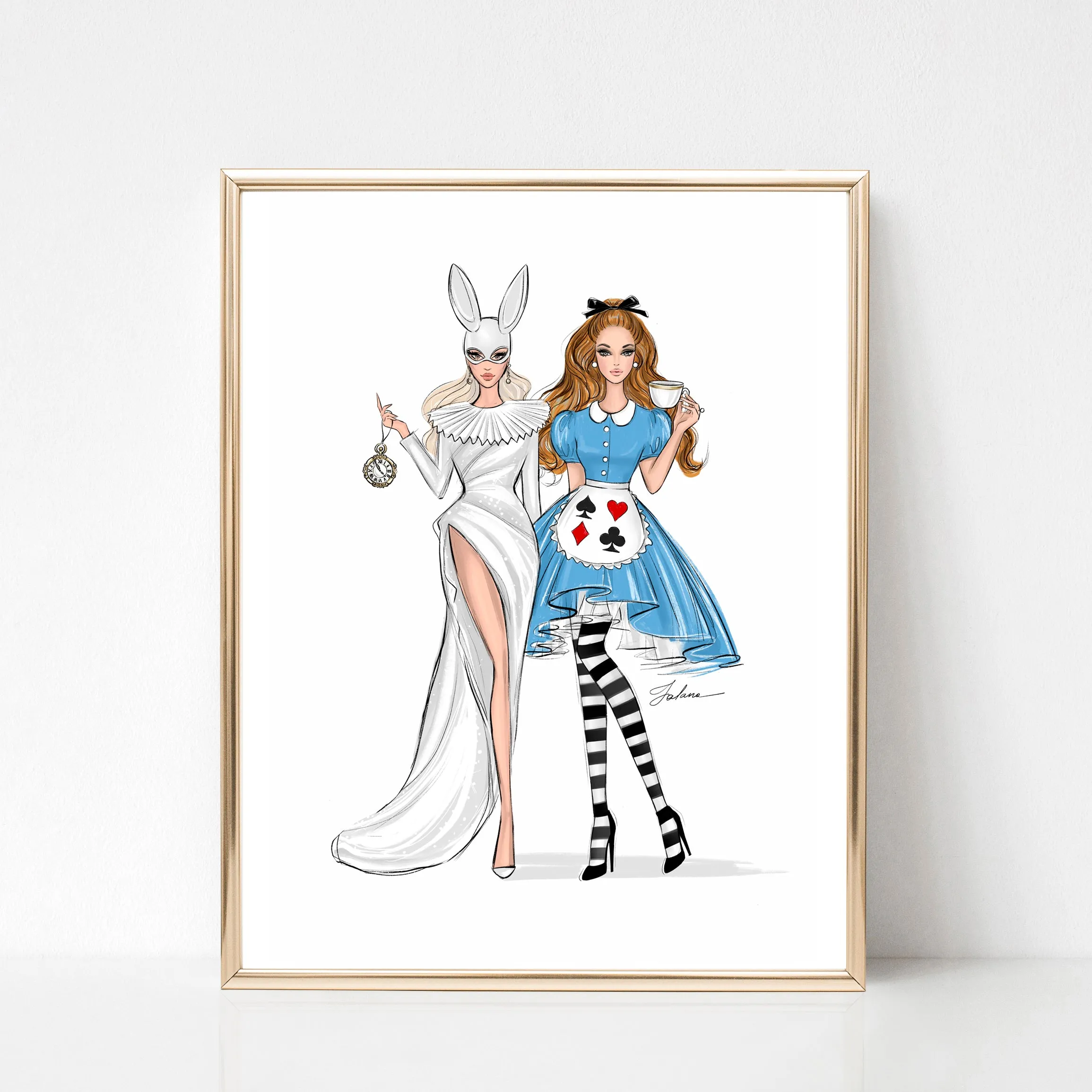 Alice in Wonderland princess art print fashion illustration