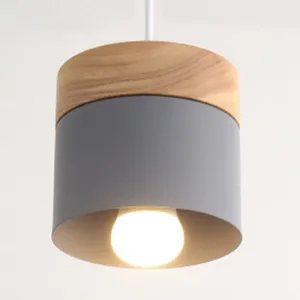 Alice - Minimalist Modern Minimalist Wooden Top Pendant Light Metal Macarons 1-Light Pendant Lighting