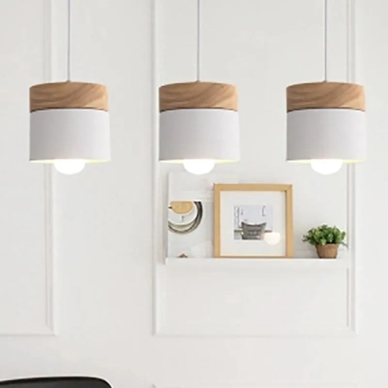 Alice - Minimalist Modern Minimalist Wooden Top Pendant Light Metal Macarons 1-Light Pendant Lighting