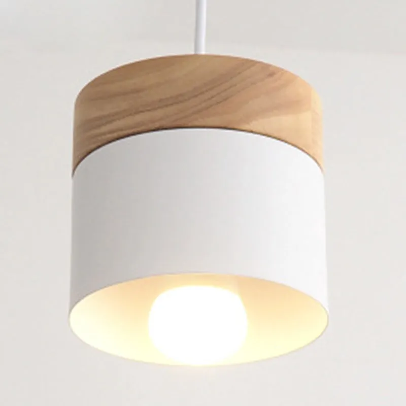 Alice - Minimalist Modern Minimalist Wooden Top Pendant Light Metal Macarons 1-Light Pendant Lighting