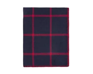 Alicia Adams Alpaca Graydon Throw in Navy Blue and Scarlet Red