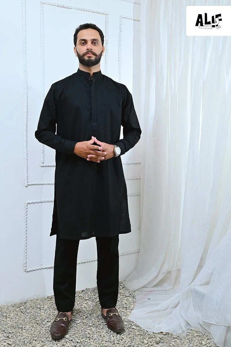 AlifYay Black Kurta and Pajama (2 pIece) AY-002-cotton