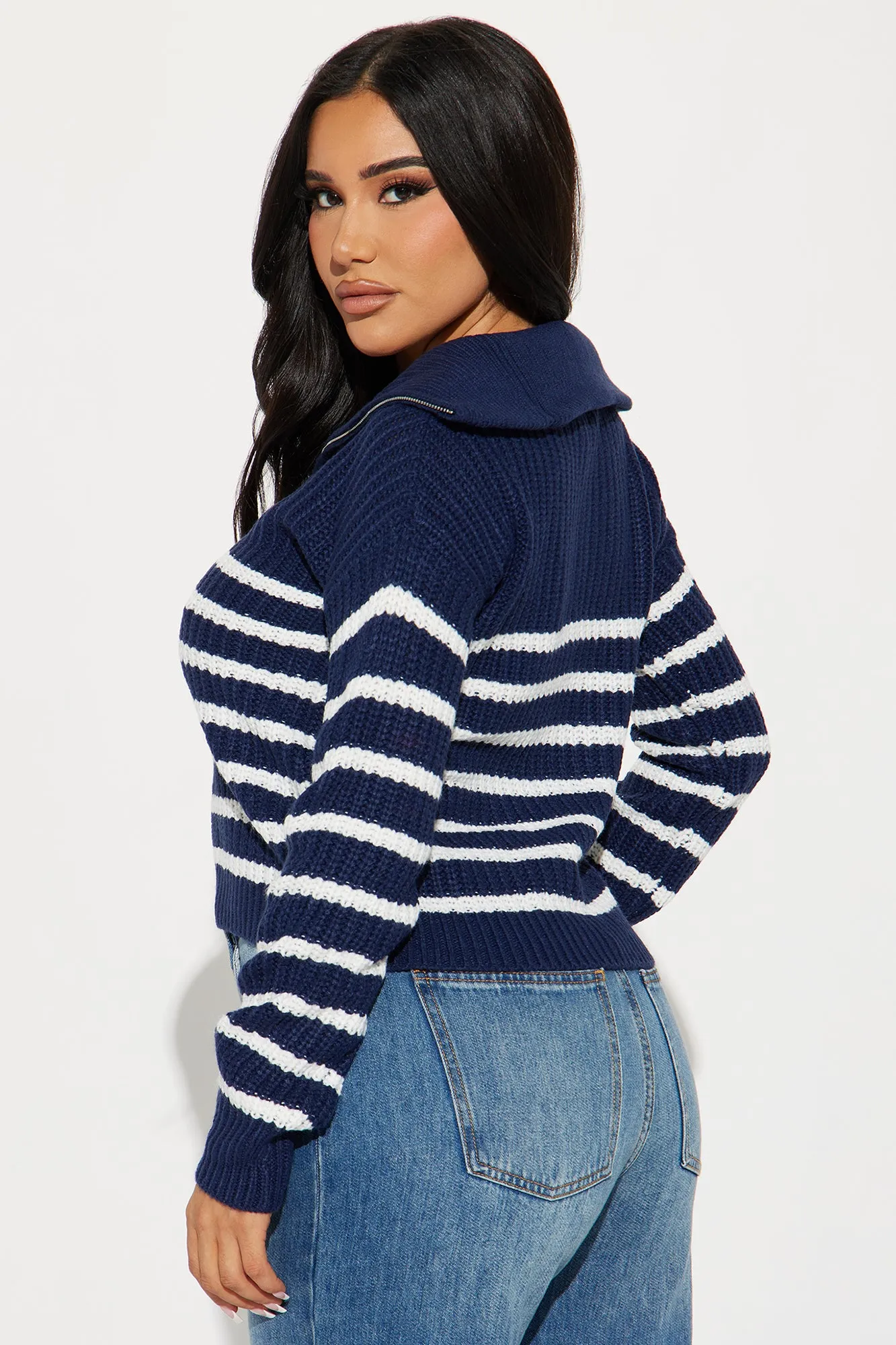 Aligned With You Sweater - Navy/combo