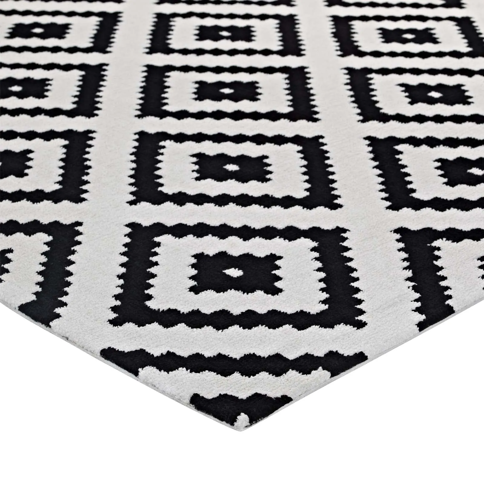 Alika Abstract Diamond Trellis 8x10 Area Rug Black and White