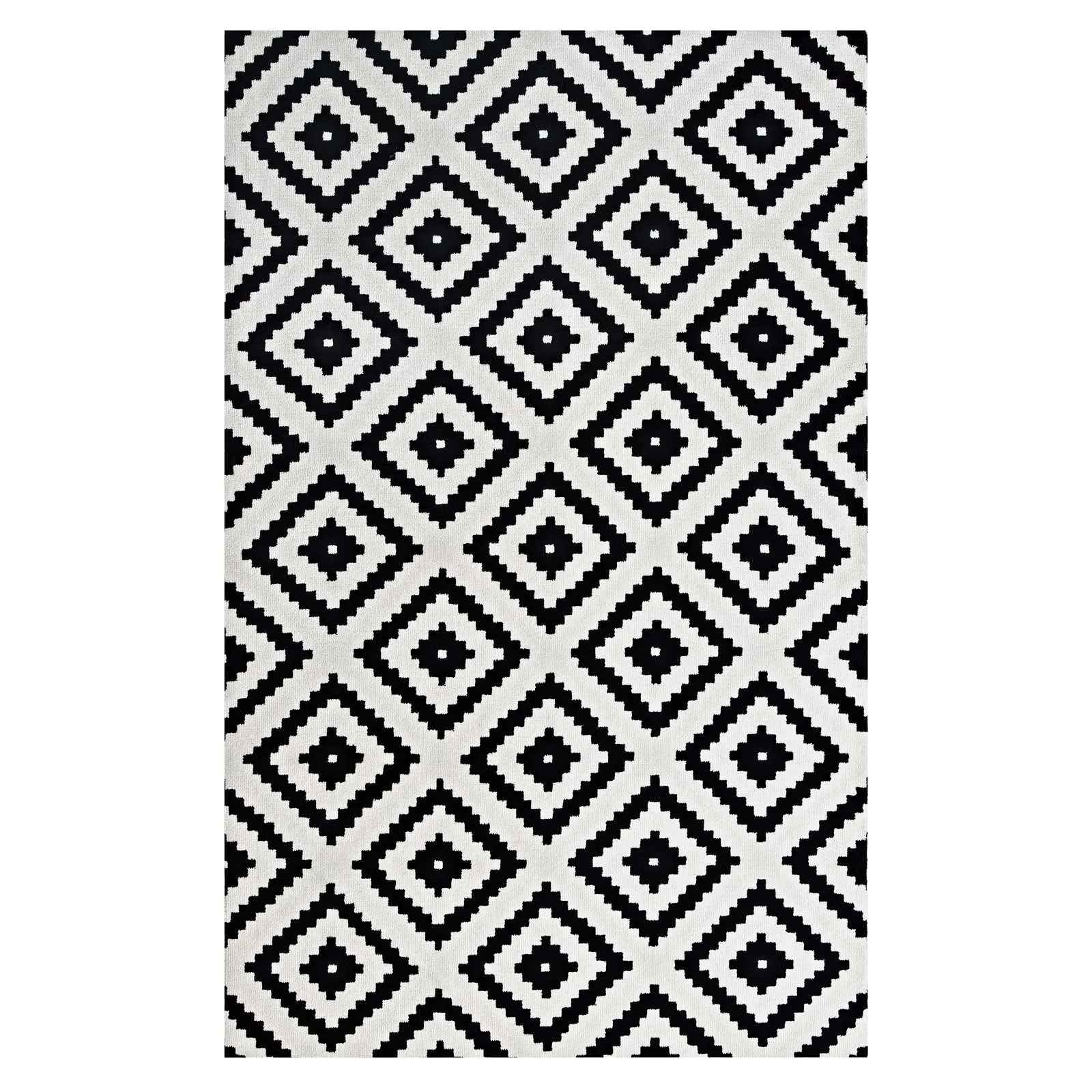 Alika Abstract Diamond Trellis 8x10 Area Rug Black and White