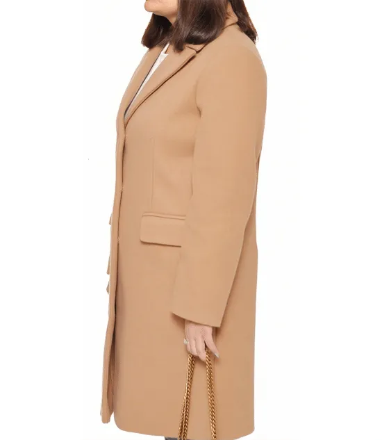 Aline Womens Regular Fit Beige Wool Coat