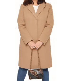 Aline Womens Regular Fit Beige Wool Coat