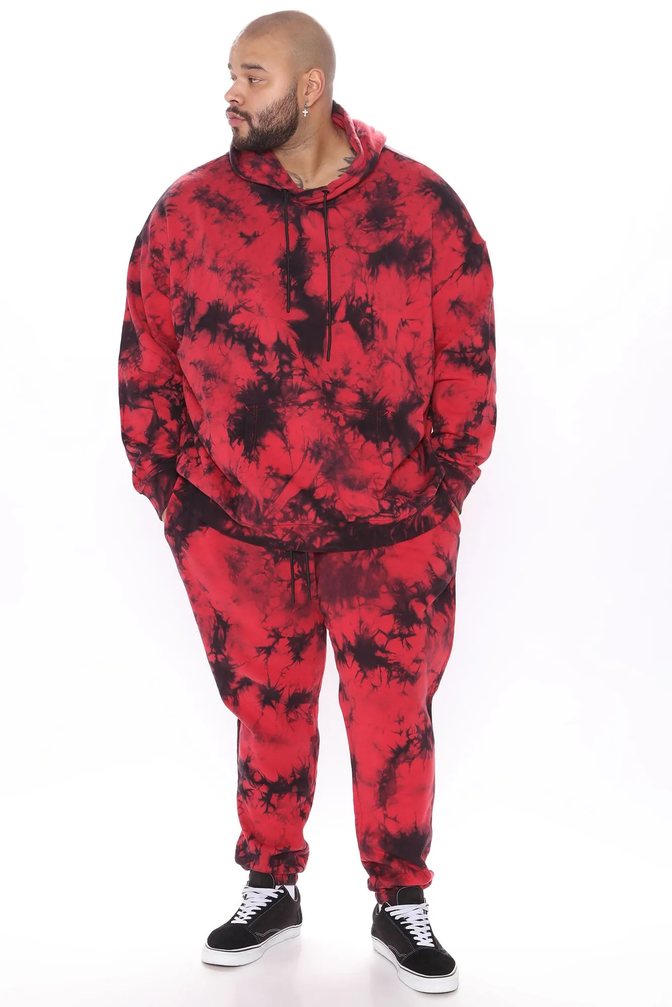 Alix Tie Dye Pullover Hoodie  - Red/Black