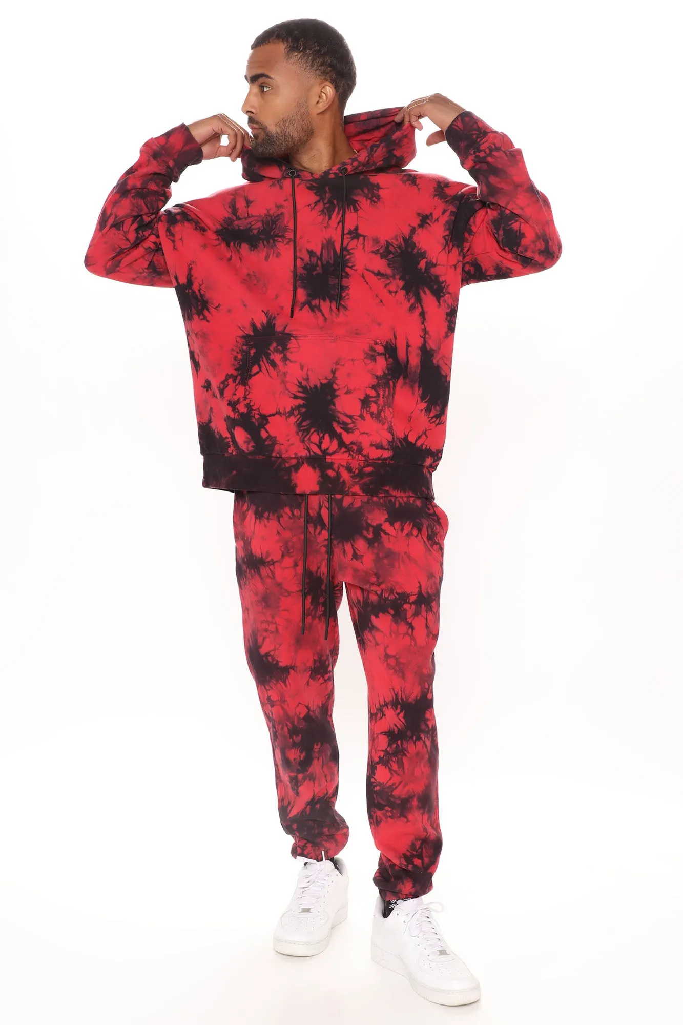 Alix Tie Dye Pullover Hoodie  - Red/Black