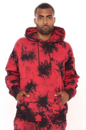 Alix Tie Dye Pullover Hoodie  - Red/Black