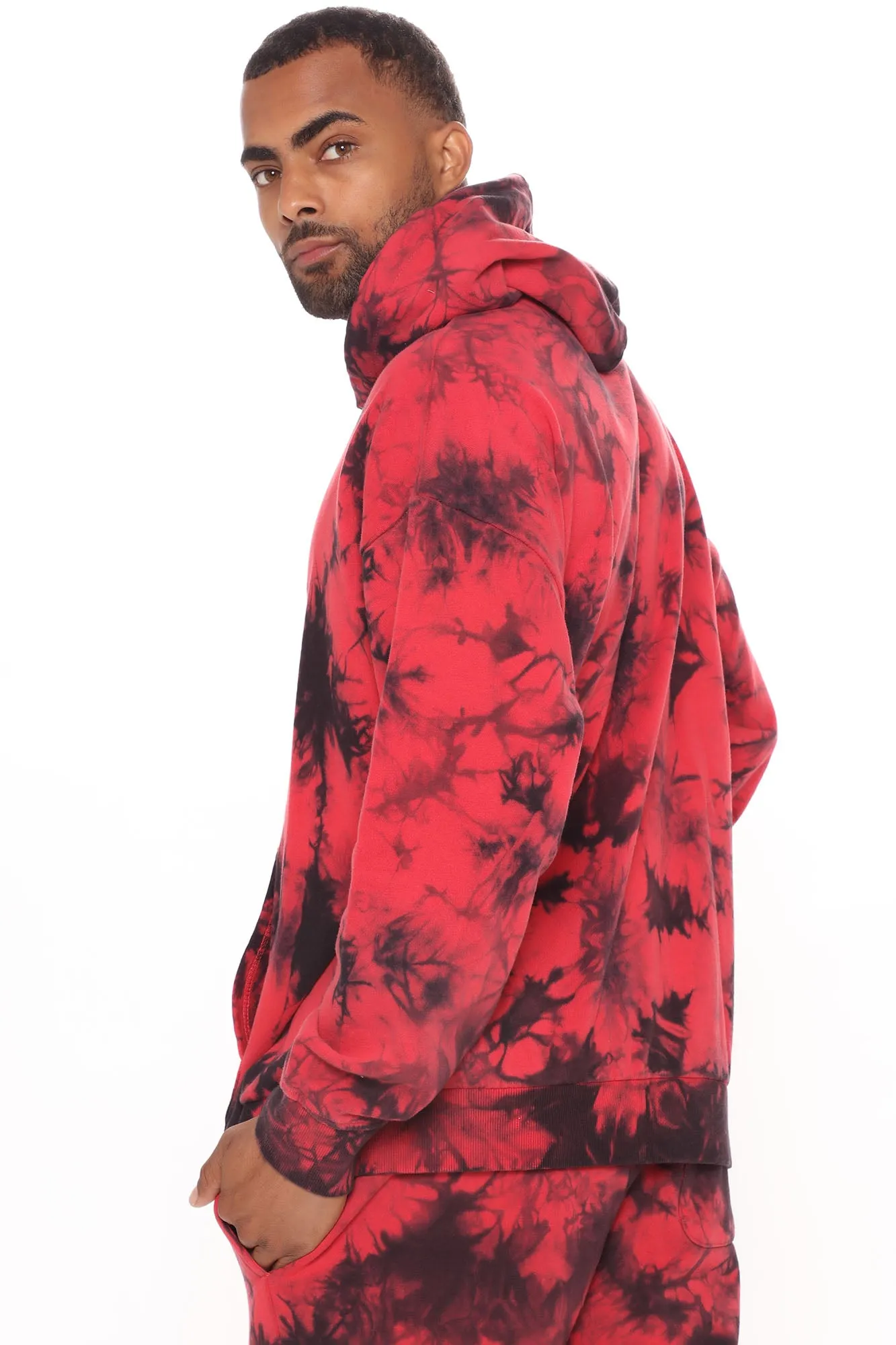 Alix Tie Dye Pullover Hoodie  - Red/Black