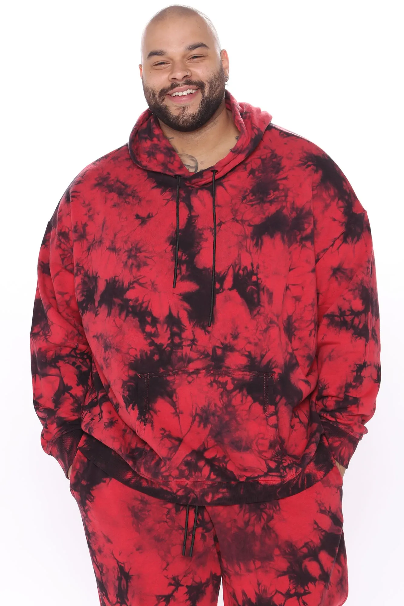 Alix Tie Dye Pullover Hoodie  - Red/Black