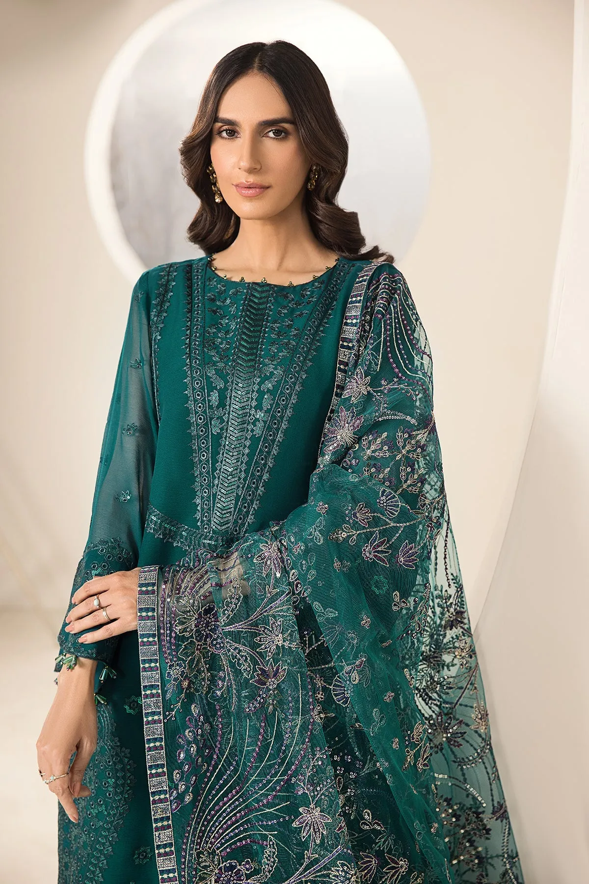 Alizeh Lamhay Festive Formal Collection – Embroidered Chiffon Sea Blue - V15D05 - Giza