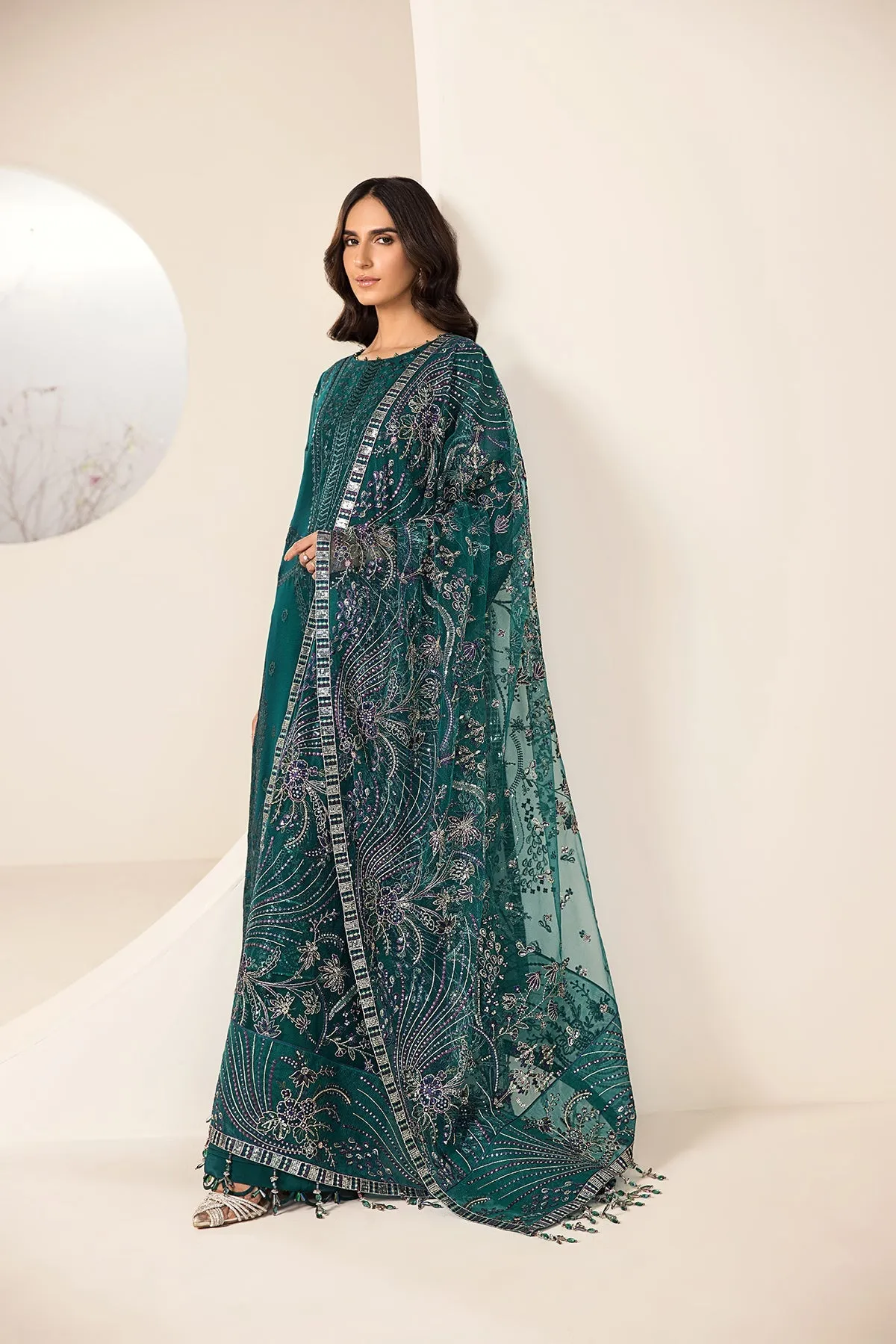 Alizeh Lamhay Festive Formal Collection – Embroidered Chiffon Sea Blue - V15D05 - Giza