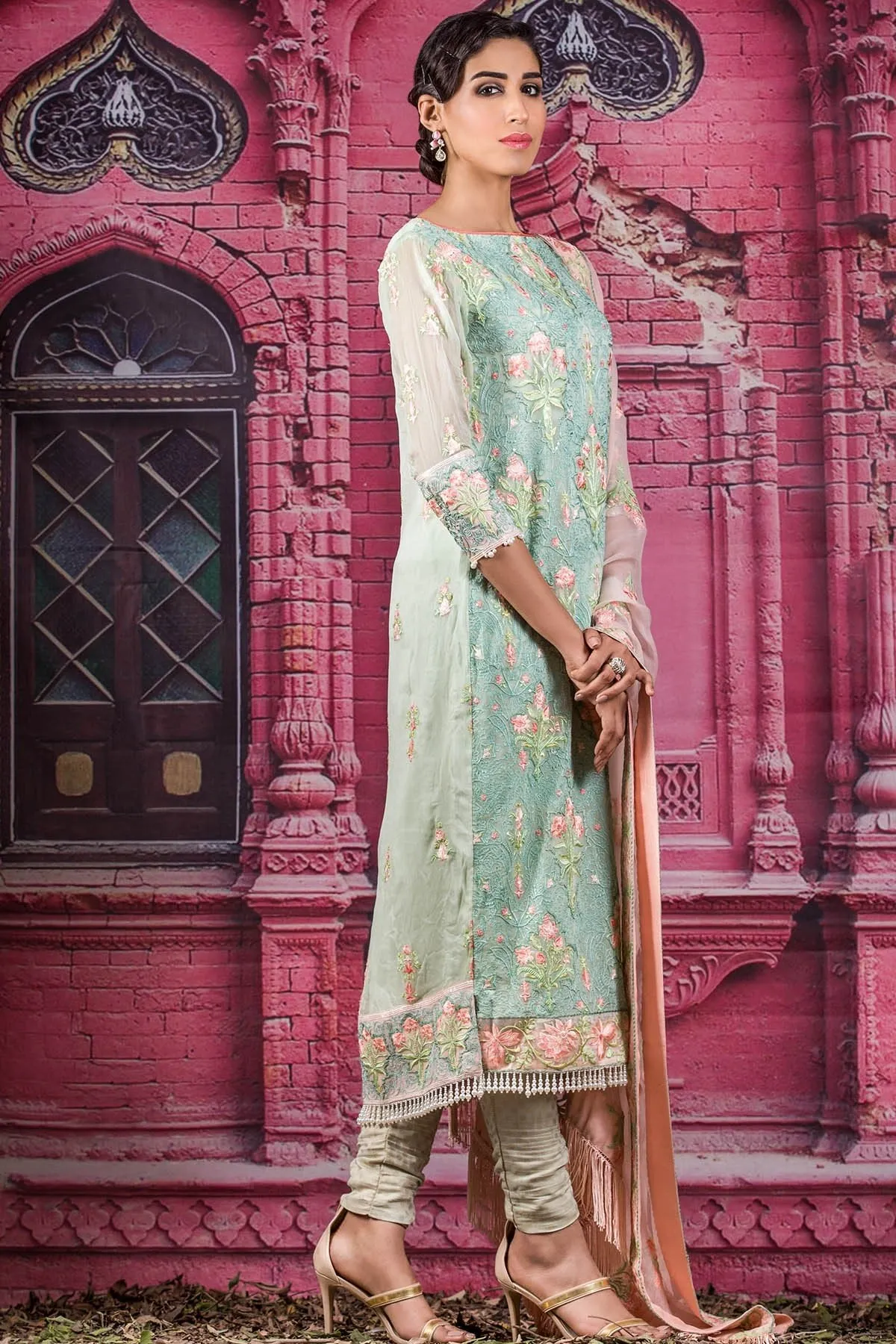 AlKaram Festive Embroidered Chiffon Collection  – FC-13-18 Green