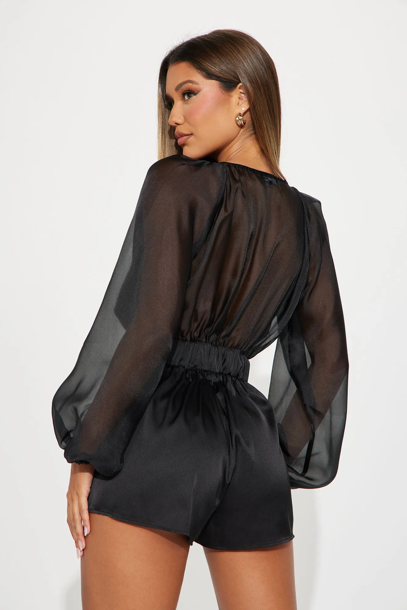 All About Me Satin Romper - Black