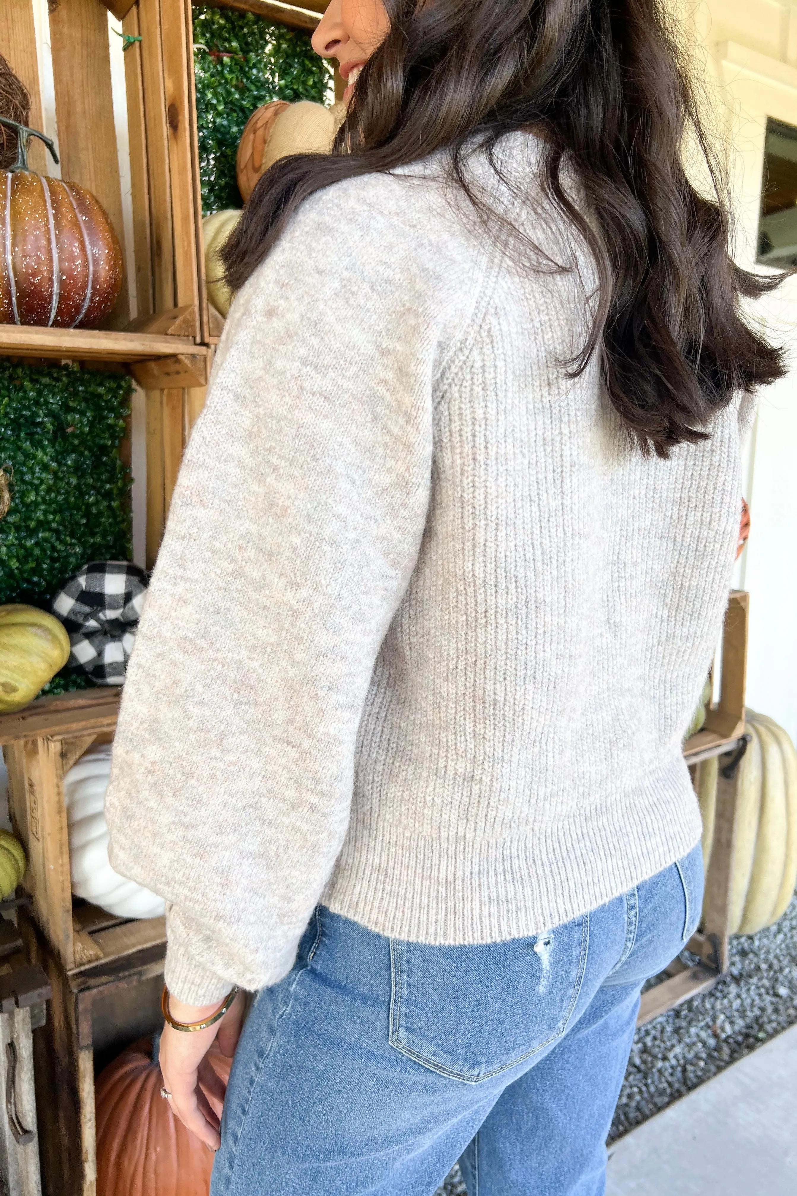 All Business Cropped Puff Sleeve Sweater | FINAL SALE