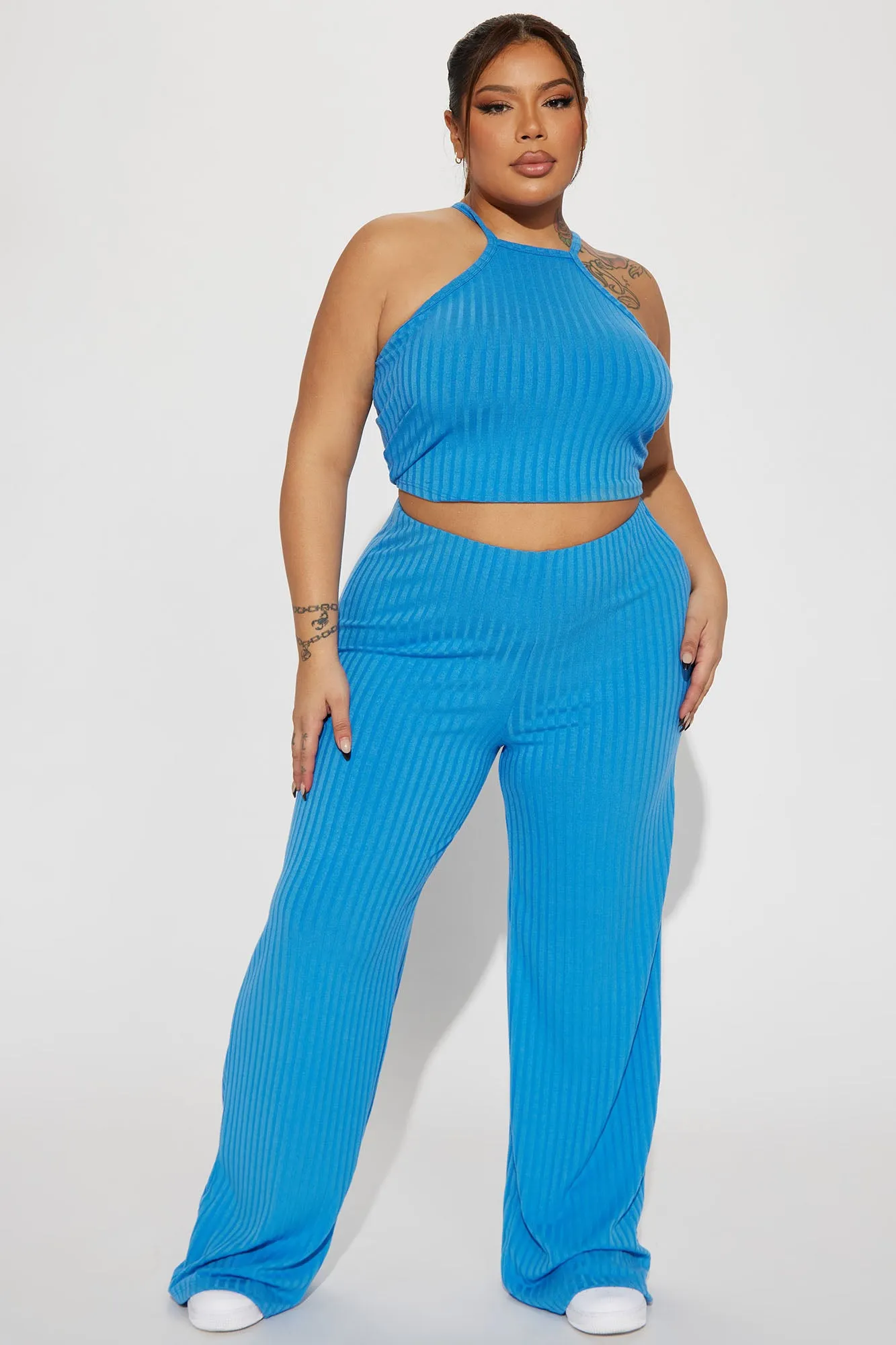 All But Casual Vibes Pant Set - Blue