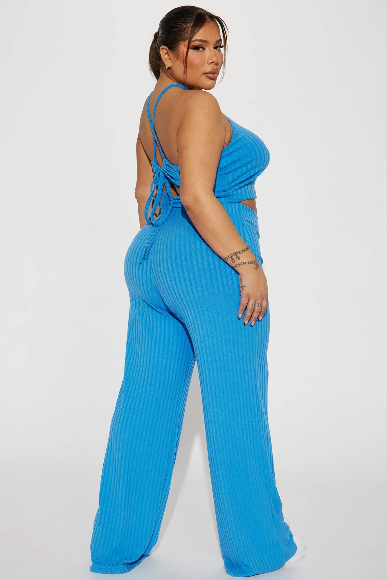 All But Casual Vibes Pant Set - Blue