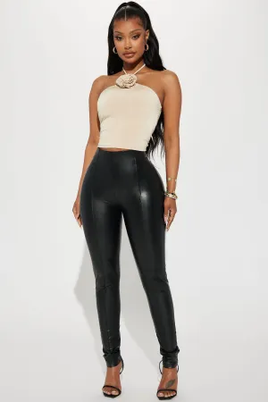 All Eyes On You Faux Leather Leggings - Black