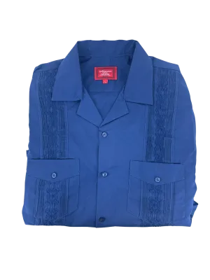 All Navy Blue Collared Guayabera Shirt