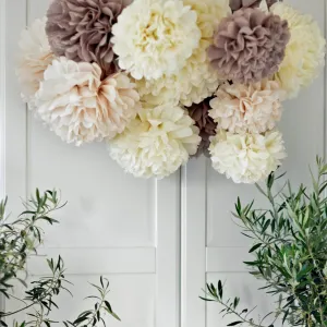 ALL NEUTRAL Tissue paper pom poms | beige ivory taupe Paper flowers