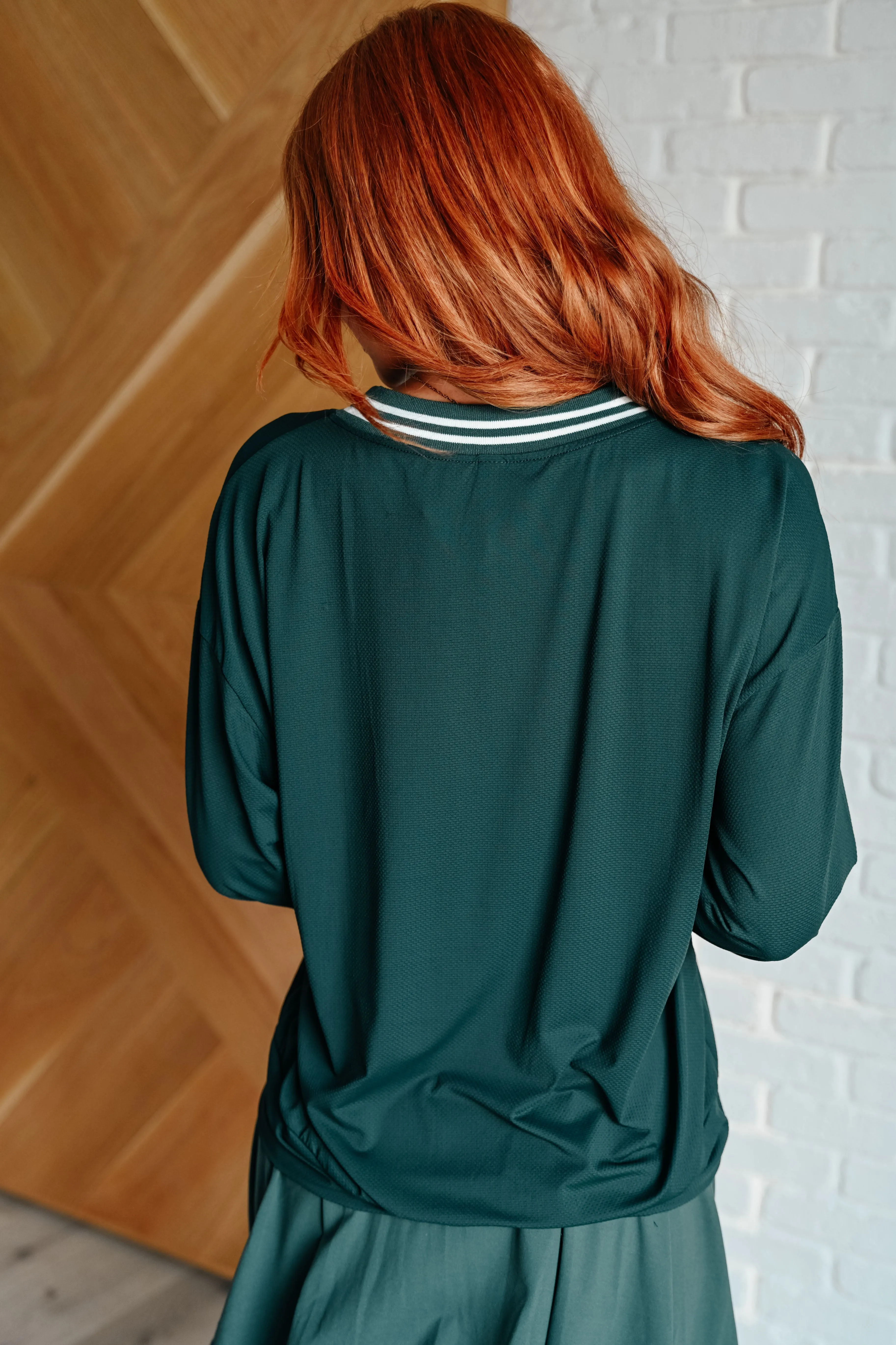 All Out Comfort V-Neck Pullover in Midnight Green - 10/14