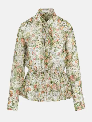 All Over Floral On Viscose Chiffon Tie Front Blouse