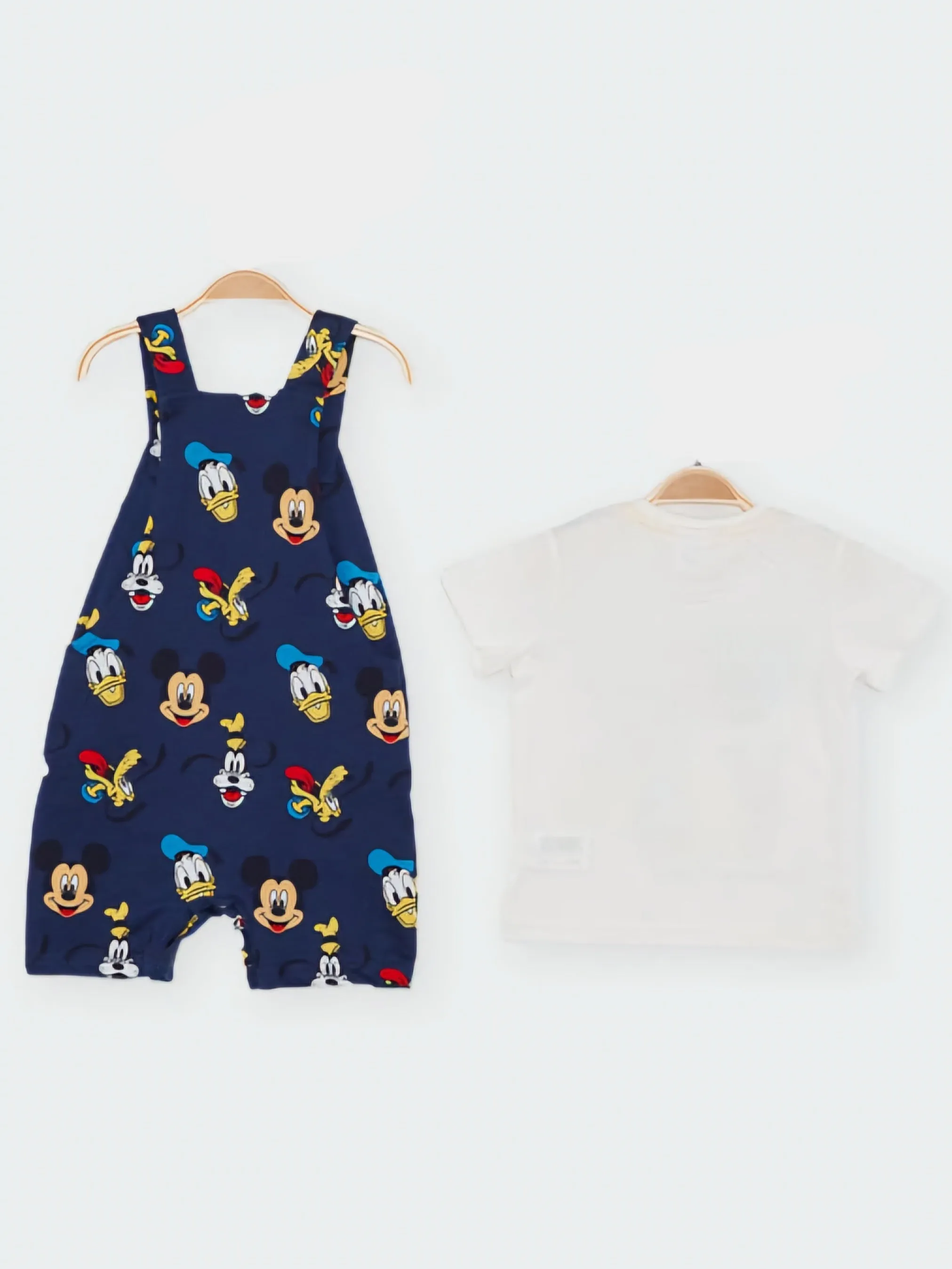 All-Over Mickey Mouse Print Dungaree and T-shirt Set