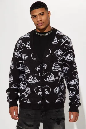 All Over Skull Cozy Cardigan - Black/White