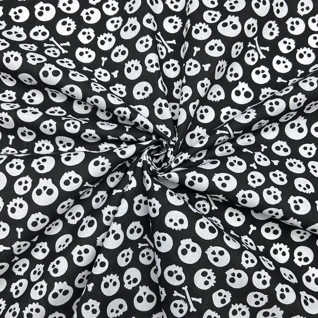 All Over Skulls Polycotton Fabric