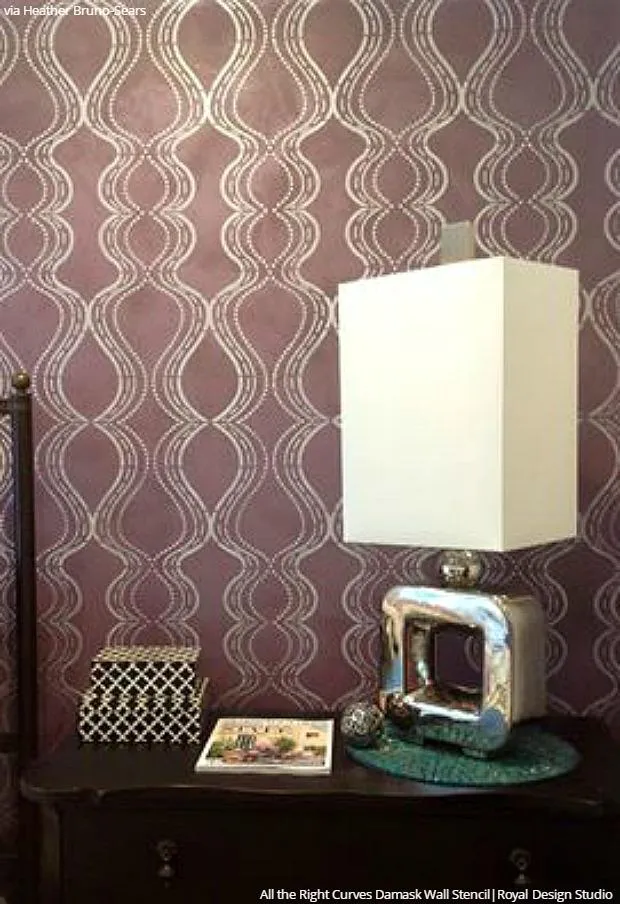 All The Right Curves Damask Bari J Wall Stencil