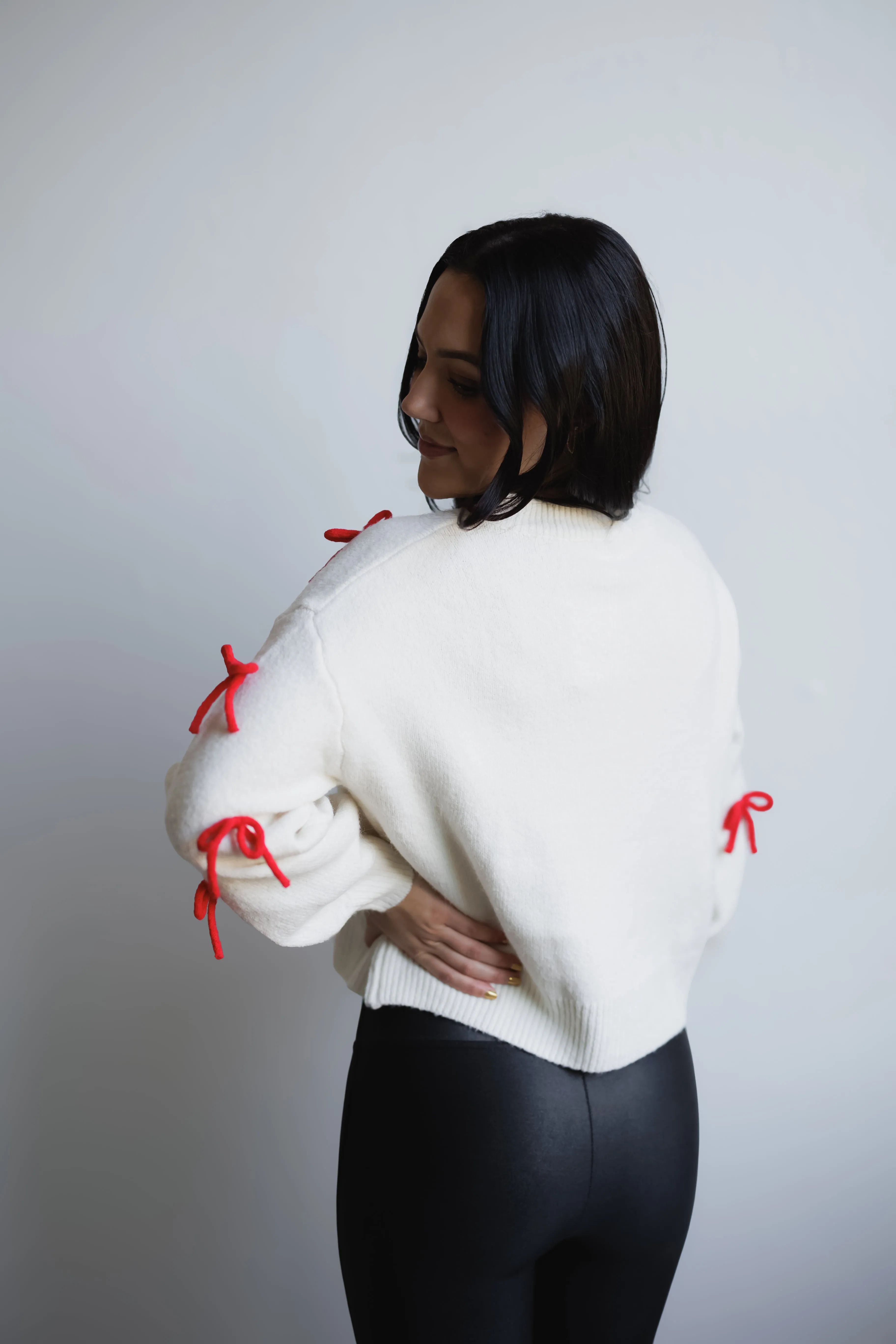 All Wrapped Up Sweater - Off White/Red