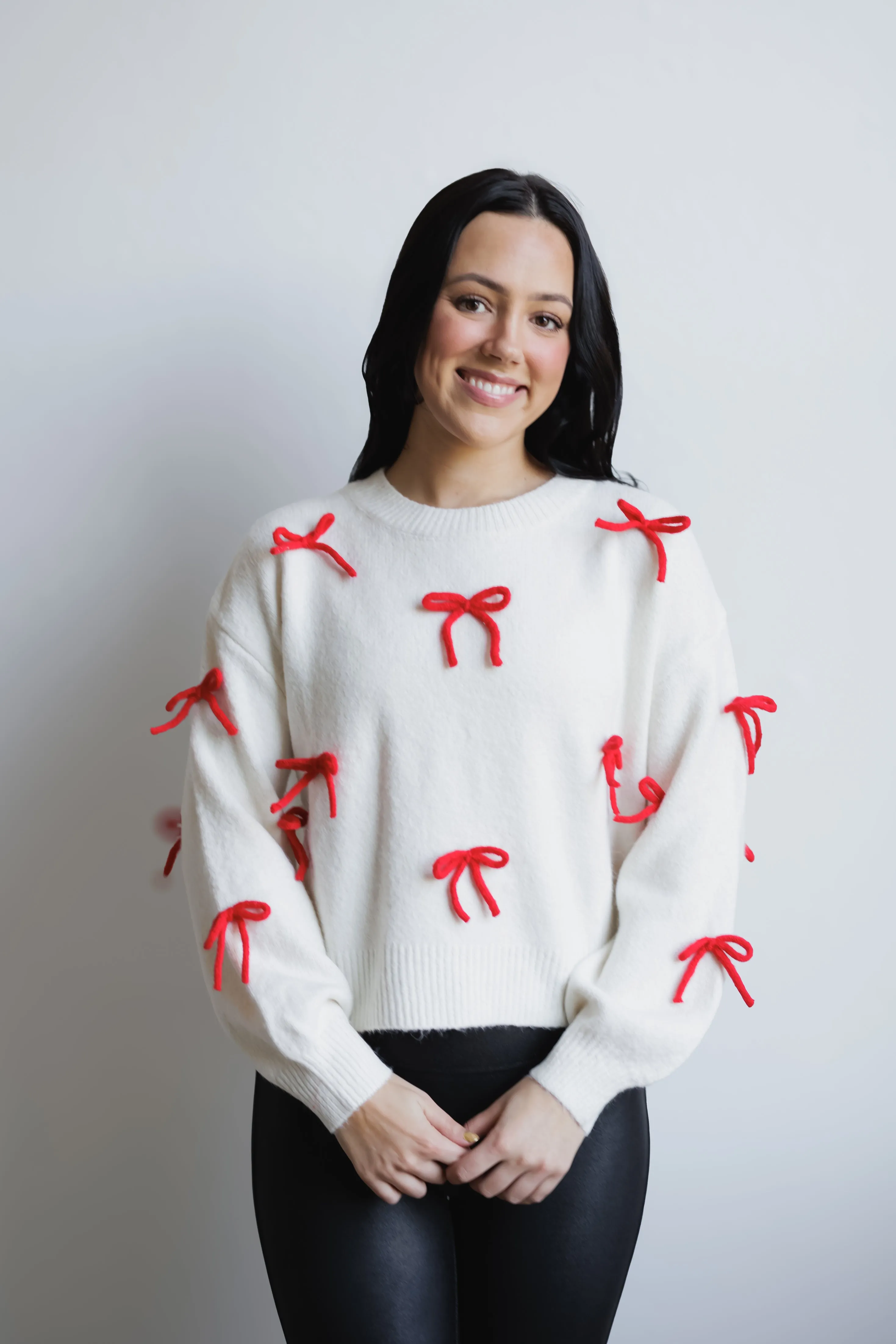 All Wrapped Up Sweater - Off White/Red