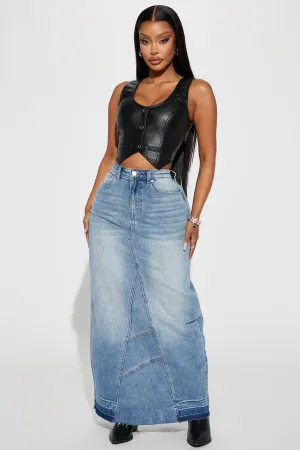 All You Need Denim Maxi Skirt - Light Wash