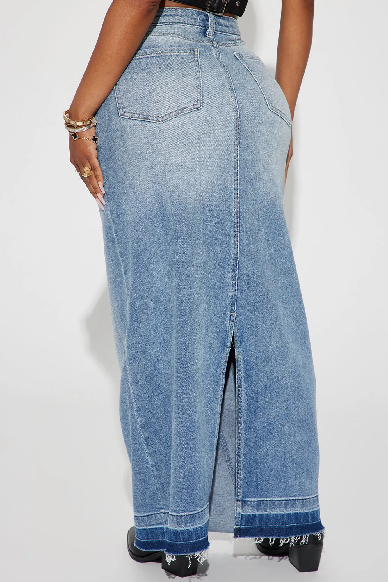 All You Need Denim Maxi Skirt - Light Wash