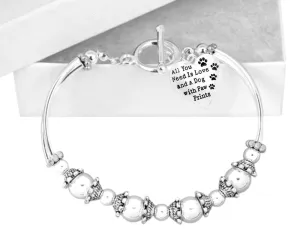 All You Need Is Love Dog Charm Partial Beaded Bracelets