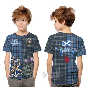 Allardice Tartan Kid T-Shirt Happy St. Andrew's Day Half Tartan Style