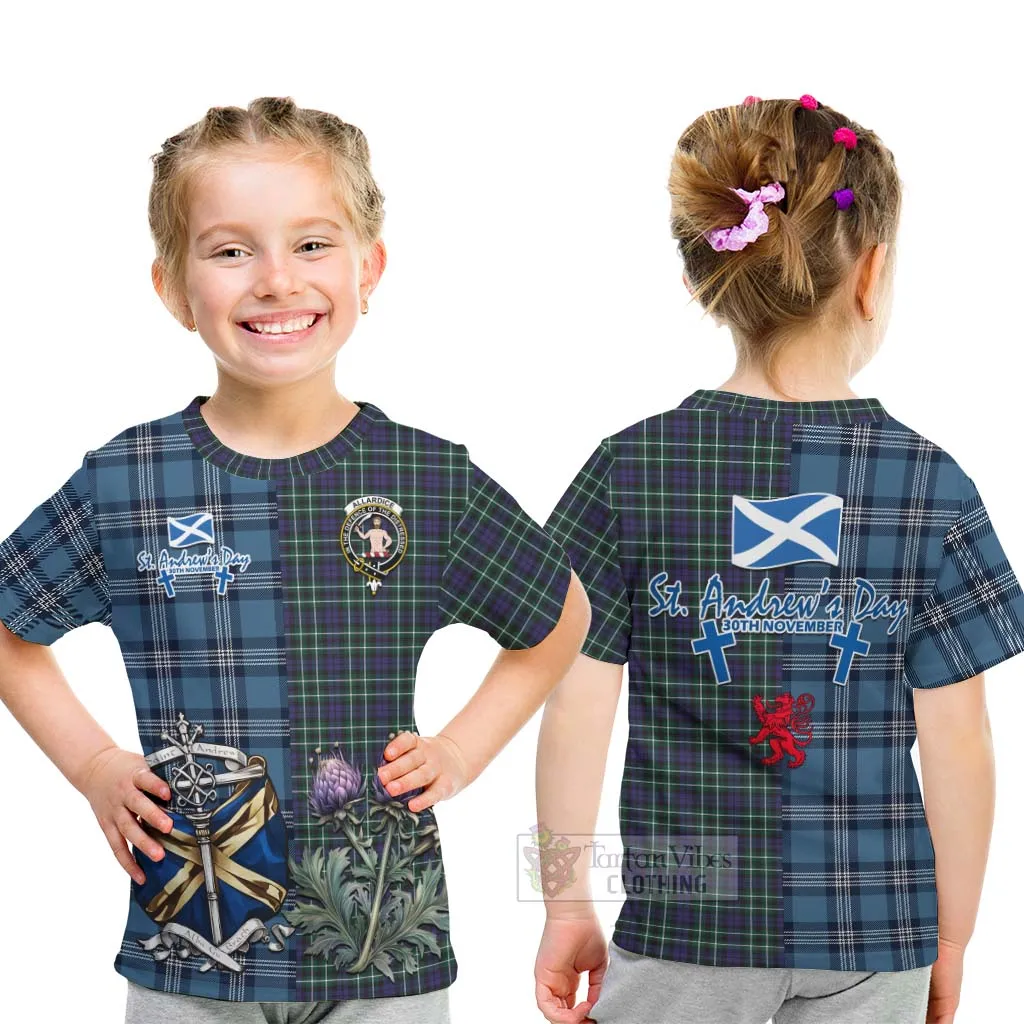 Allardice Tartan Kid T-Shirt Happy St. Andrew's Day Half Tartan Style