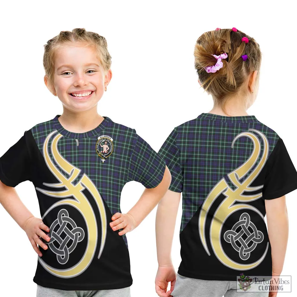 Allardice Tartan Kid T-Shirt with Family Crest and Celtic Symbol Style