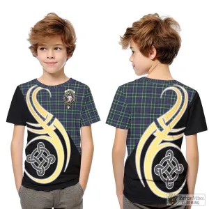 Allardice Tartan Kid T-Shirt with Family Crest and Celtic Symbol Style