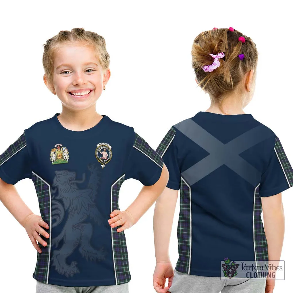 Allardice Tartan Kid T-Shirt with Family Crest and Lion Rampant Vibes Sport Style