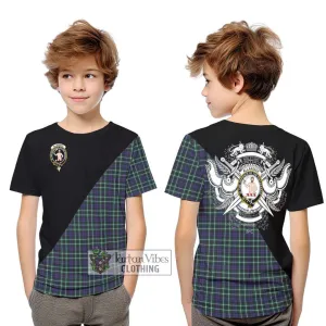 Allardice Tartan Kid T-Shirt with Family Crest and Military Logo Style