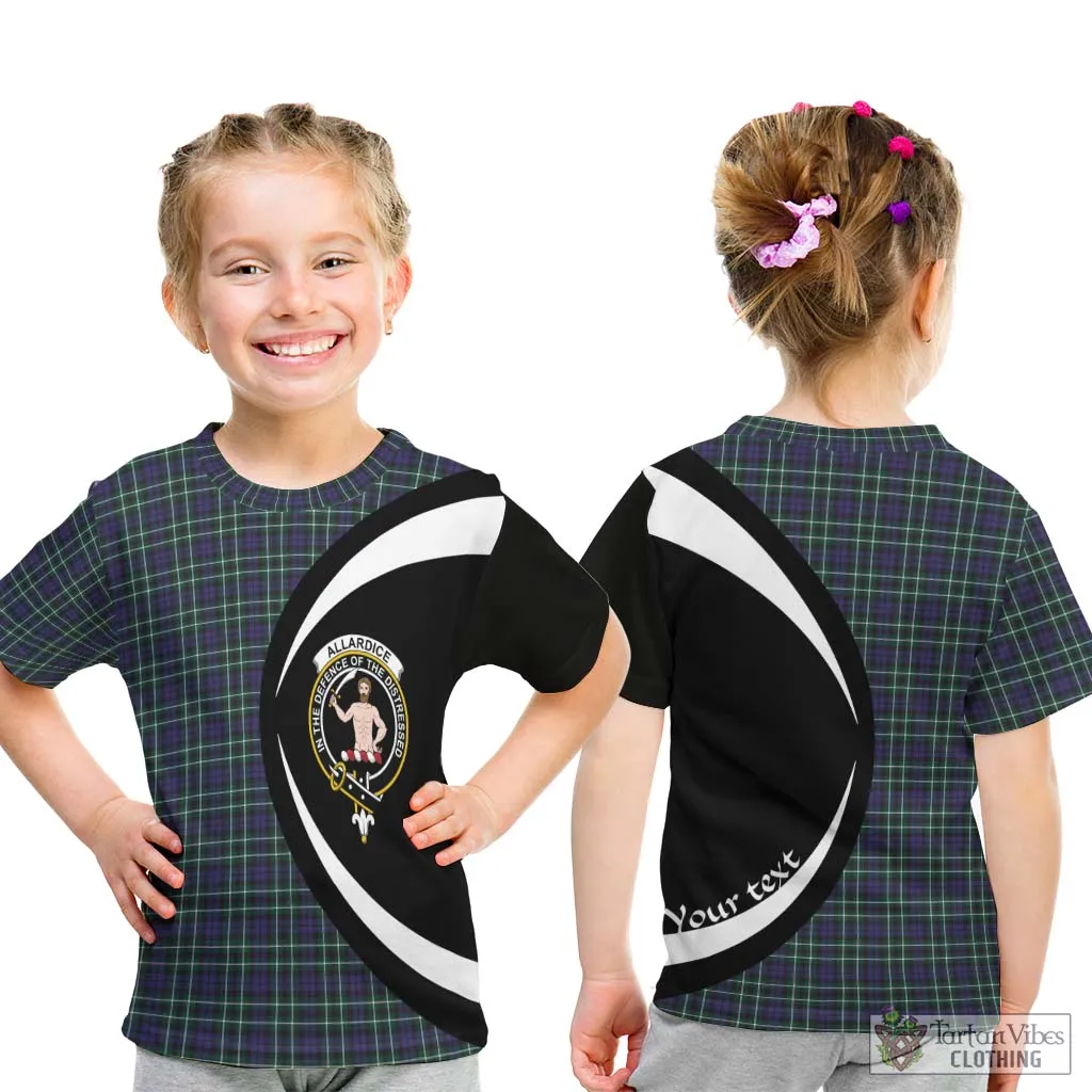 Allardice Tartan Kid T-Shirt with Family Crest Circle Style