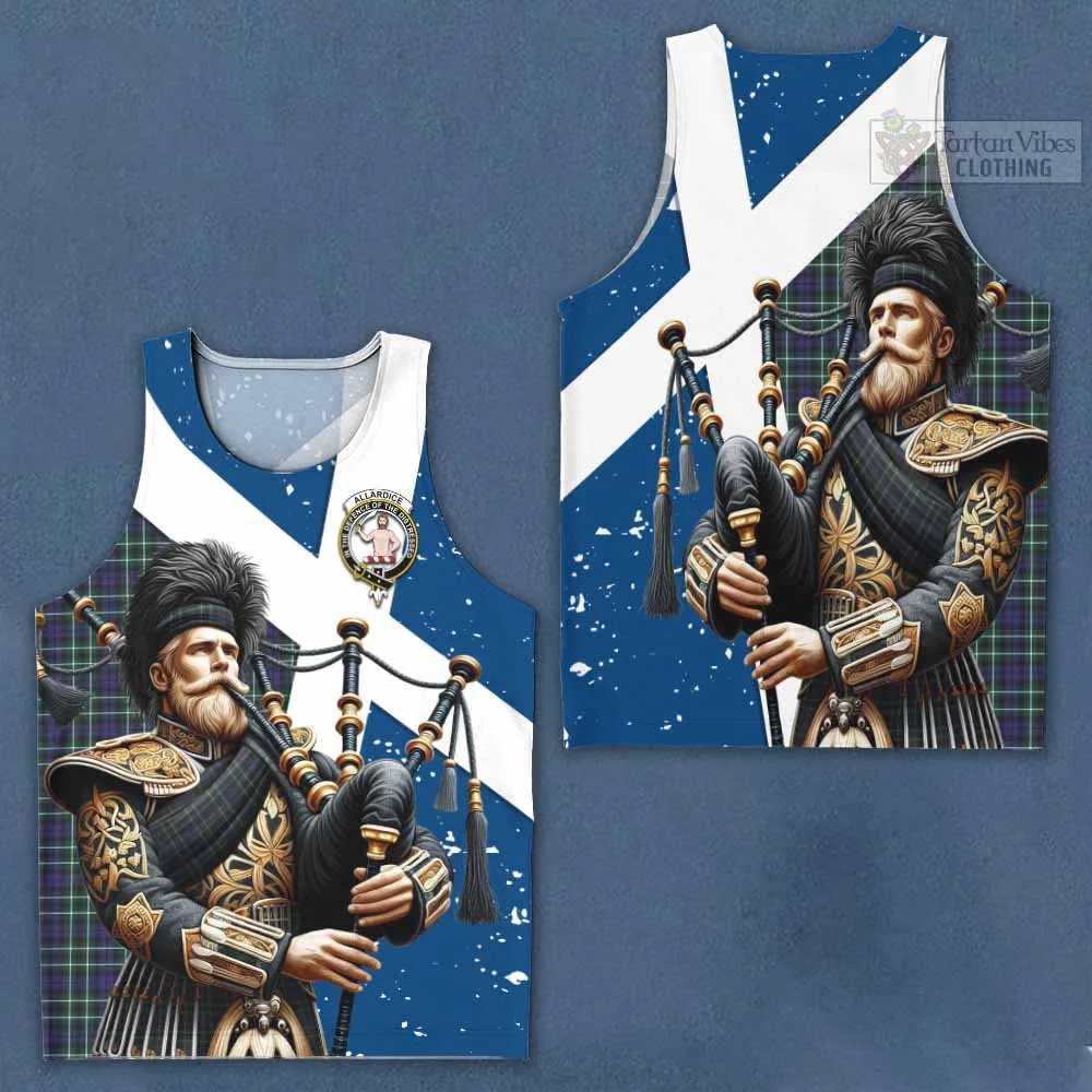 Allardice Tartan Men's Tank Top with Family Crest Scottish Bagpiper Vibes