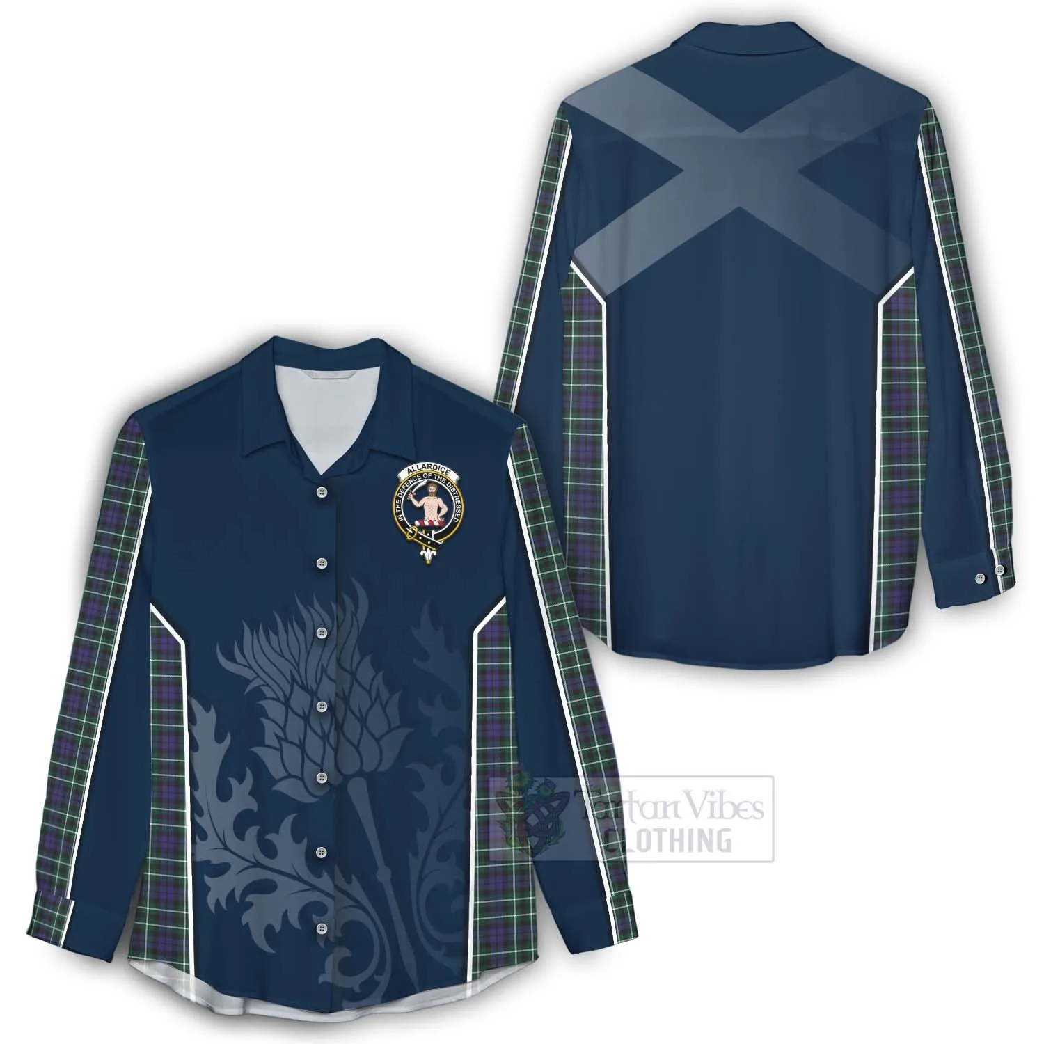 Allardice Tartan Women's Casual Shirt with Family Crest and Scottish Thistle Vibes Sport Style