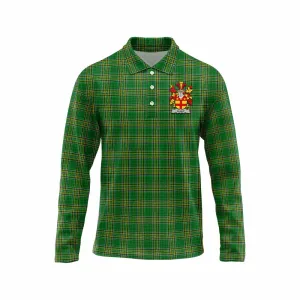 Alley Irish Clan Tartan Long Sleeve Polo Shirt with Coat of Arms