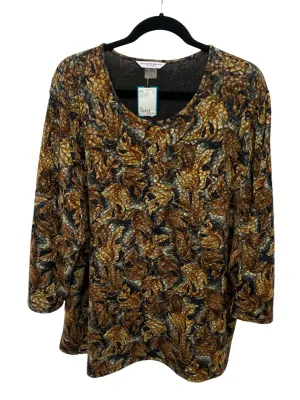 Allison Daley Women Size 2X Brown Print CD 3/4 Blouse