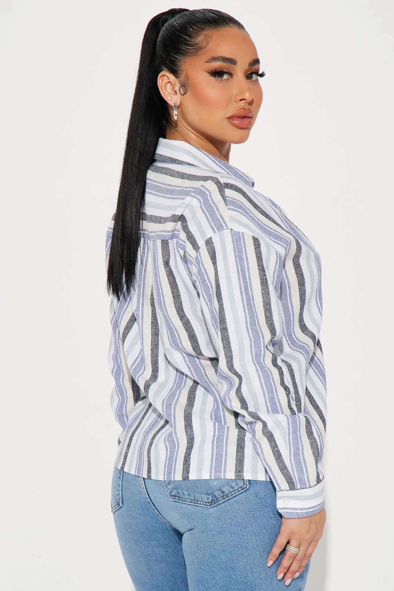 Allison Linen Striped Shirt - Blue/combo